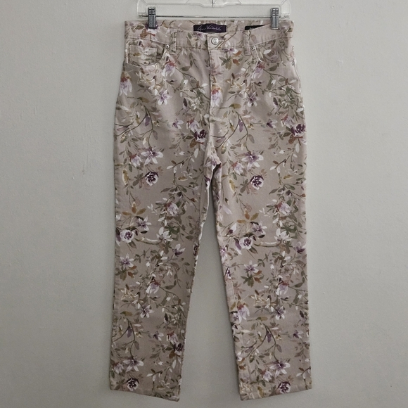 GLORIA VANDERBILT TAN FLORAL JEANS WOMEN'S SIZE 10 - Picture 1 of 6